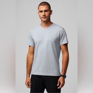 Fabletics The 24-7 V Neck Tee in Classic Heather Grey NEW